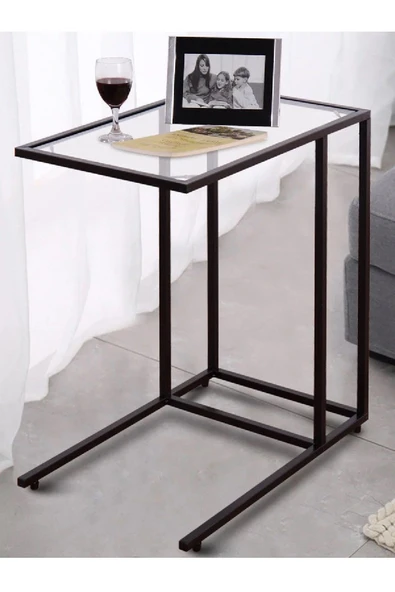 TOLIAHOME Şeffaf Temperli  Cam C Sehpa Koltuk Sehpası