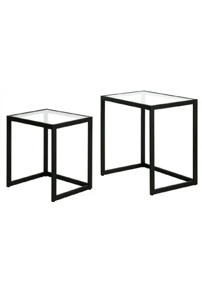 TOLIAHOME Modern Siyah Renk Metal İskeletli Temper Camlı Zigon Sehpa Yan Sehpa - 5