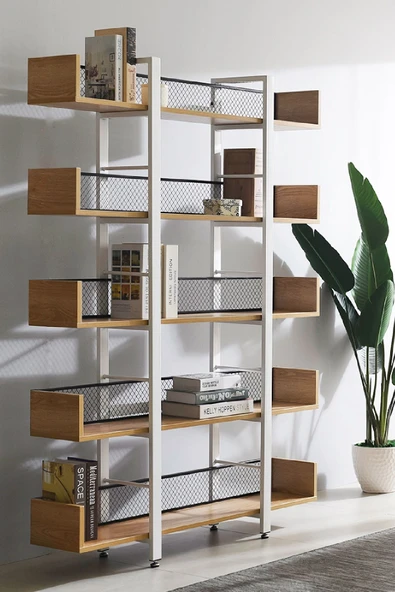 Plus aksesuar 5 Katlı Tel Detaylı Kitaplık Aksesuar Rafı Çiçeklik Çok Amaçlı Raf