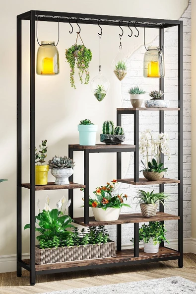 TOLIAHOME 6 Katlı Metal Iskeletli Saksılık Çiçeklik Saksı Standı Saksılık