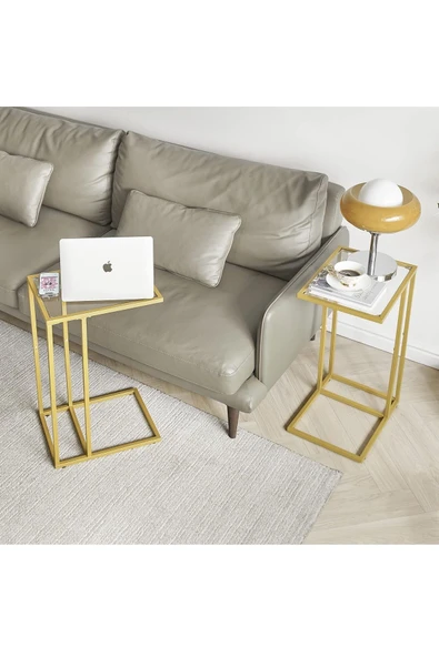 TOLIAHOME Şeffaf Temperli  Cam C Sehpa Koltuk Sehpası - 4