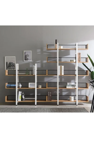 Plus aksesuar 5 Katlı Tel Detaylı Kitaplık Aksesuar Rafı Çiçeklik Çok Amaçlı Raf - 2
