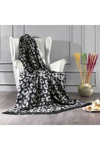 Marilyn Devin Dekor Tek Kişilik Pamuklu Stotch Battaniye-Leopar