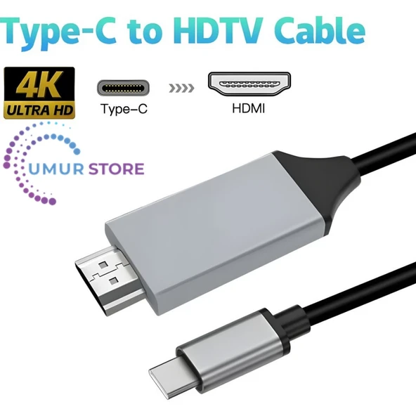 Type-C HDMI USB 3.1 Uyumlu Adaptör Kablosu Hdtv 30Hz 4K Usb-C Kablo Pc Için Monitör - Resim 2