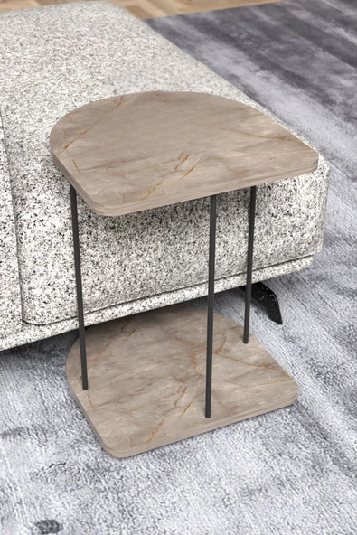 Devin Dekor Mobilya Yan Sehpa Tekerlekli Servis Sehpası Hnd Oval Gordion - 3