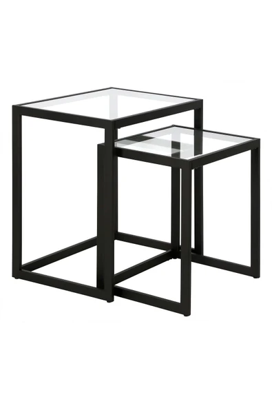 TOLIAHOME Modern Siyah Renk Metal İskeletli Temper Camlı Zigon Sehpa Yan Sehpa - 3