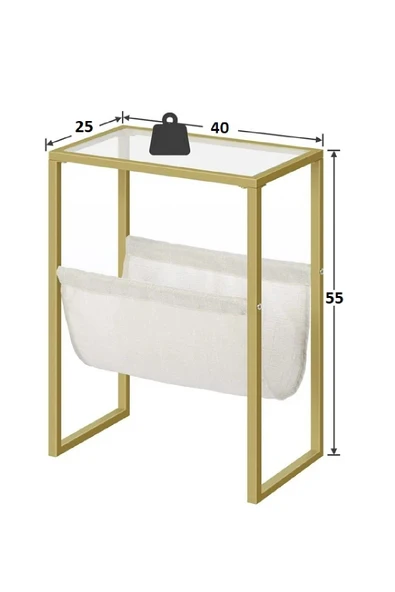 TOLIAHOME Gold Renk Temperli Cam Gazetelik Dergilik Yan Sehpa Koltuk Sehpası Servis Sehpası - Resim 8