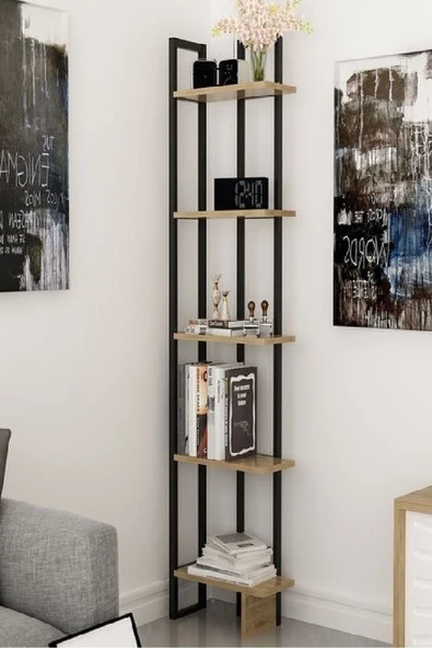 Plus aksesuar Kitaplık Raf Köşe Kitaplık Metal Kitaplık 5 Katlı Raf Kitaplık 185x45x20