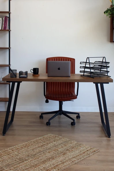 TOLIAHOME Metal Ayaklı Ceviz Renk Çalışma-ders-bilgisayar-ofis Masası Çok Amaçlı Masa - 2