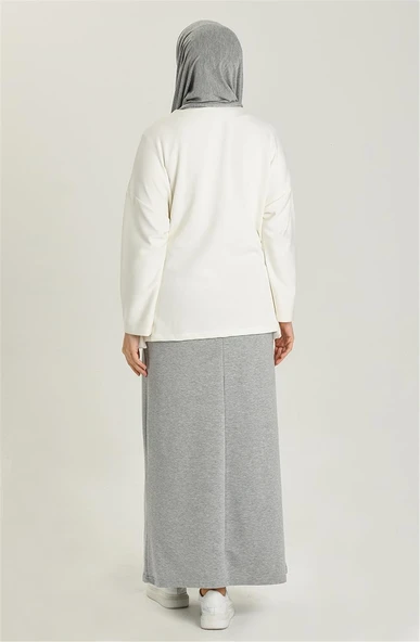 Beli Bağlamalı Cepli Spor Etek - 00152-1.008 - Gri - Resim 3