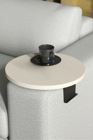 Devin Dekor Mobilya Yan Sehpa Ayarlanabilir Tepsi Dekoratif Modern Tepsi KREM