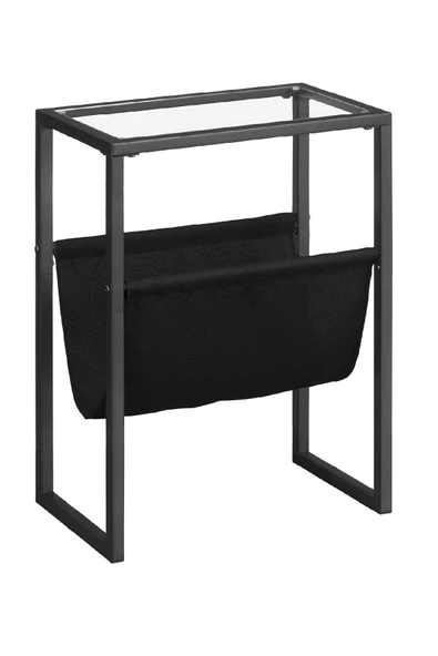 TOLIAHOME Siyah Renk Temperli Cam Gazetelik Dergilik Yan Sehpa Koltuk Sehpası - 5