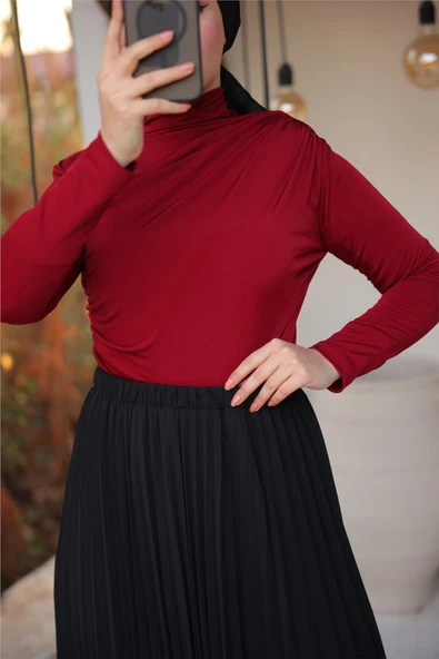 Pliseli Etek - (38-46) - 71262 - Siyah - Resim 8