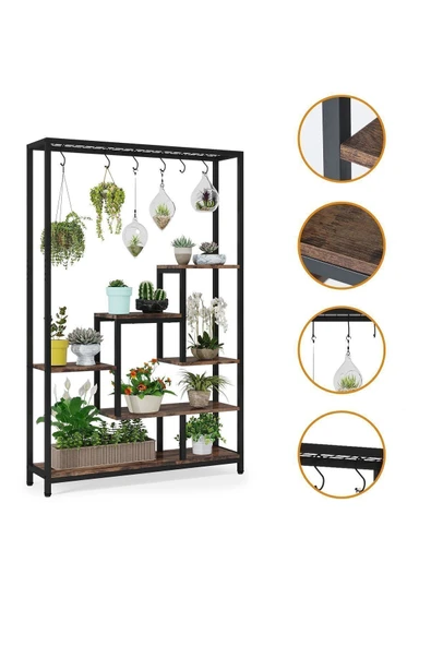 TOLIAHOME 6 Katlı Metal Iskeletli Saksılık Çiçeklik Saksı Standı Saksılık - 4