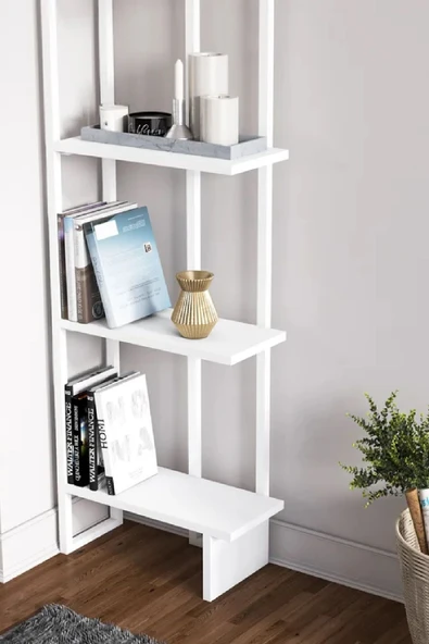 Plus aksesuar Dekoratif Tasarım Köşe Kitaplık Aksesuar Rafı 5 Katlı Raf Kitaplık - 4