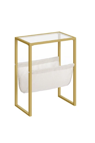 TOLIAHOME Gold Renk Temperli Cam Gazetelik Dergilik Yan Sehpa Koltuk Sehpası Servis Sehpası - Resim 7