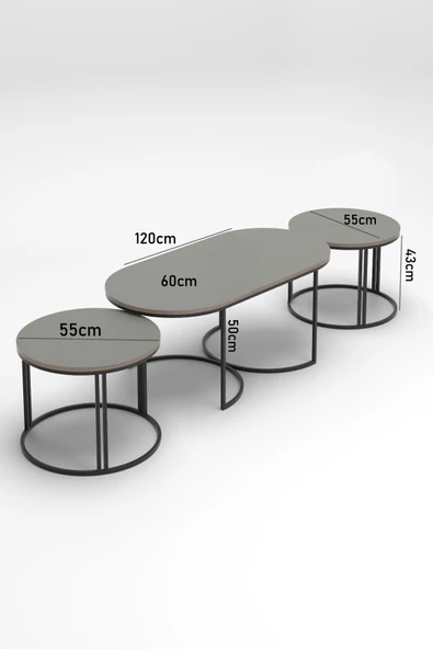 Devin Dekor Mobilya ORTA SEHPA ZİGON SEHPA YAN SEHPA 3 LÜ SET DOLUNAY GORDİON - 3