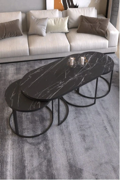 Devin Dekor Mobilya ORTA SEHPA ZİGON SEHPA YAN SEHPA 3 LÜ SET DOLUNAY BENDİR