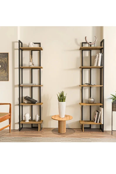 Plus aksesuar Dekoratif Tasarım Köşe Kitaplık Aksesuar Rafı 5 Katlı Raf Kitaplık - 4