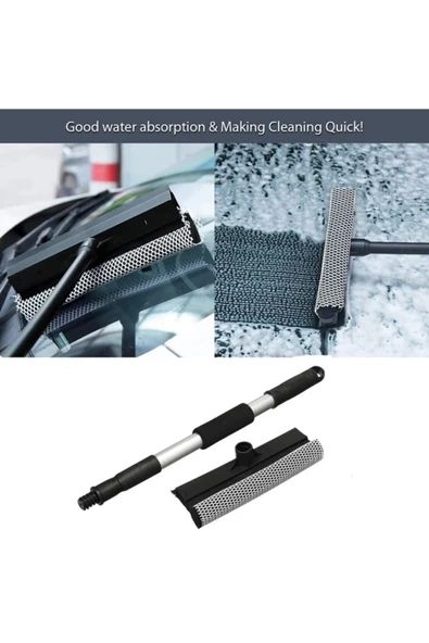 3'lü Araba Temizleme Seti Mikrofiber Şönil - 3'lü 50x50 Ultra Pamuklu Bez- Teleskopik Çek Çek - 5