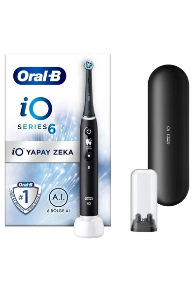 Oral-B iO6 Siyah Şarjlı Diş Fırçası – Yapay Zeka Destekli, Akıllı Temizlik, 5 Mod, Etkileşimli Ekran ürün görseli
