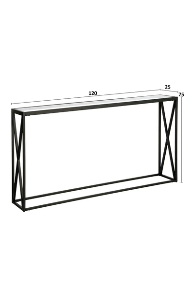 TOLIAHOME Modern Siyah Renk Metal İskeletli Temper Camlı Raflı Dresuar Konsol - 7