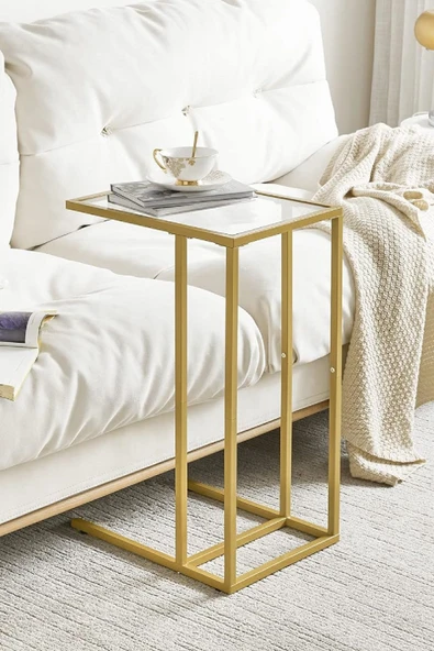 TOLIAHOME Şeffaf Temperli  Cam C Sehpa Koltuk Sehpası