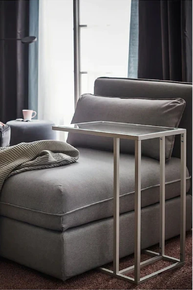 TOLIAHOME Şeffaf Temperli  Cam C Sehpa Koltuk Sehpası - Resim 3