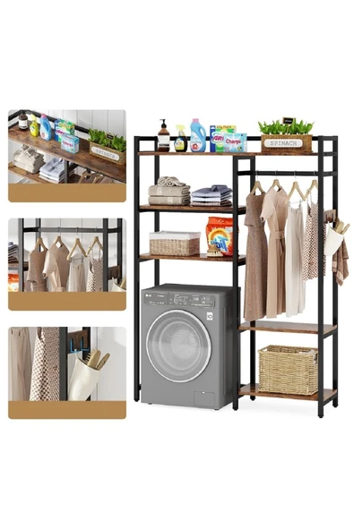 TOLIAHOME Çamaşır Makinesi Dolabı - Klozet Üstü Düzenleyici Raf-mutfak Düzenleyici-kahve Köşesi-çok Amaçlı Raf - 5
