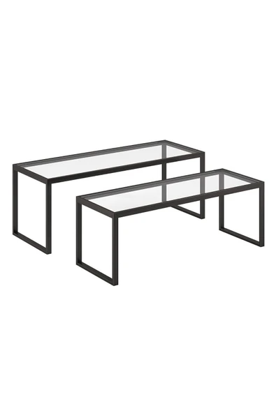 TOLIAHOME Modern Siyah Renk 2’li Metal İskeletli Temper Camlı Zigon Orta Sehpa - 6