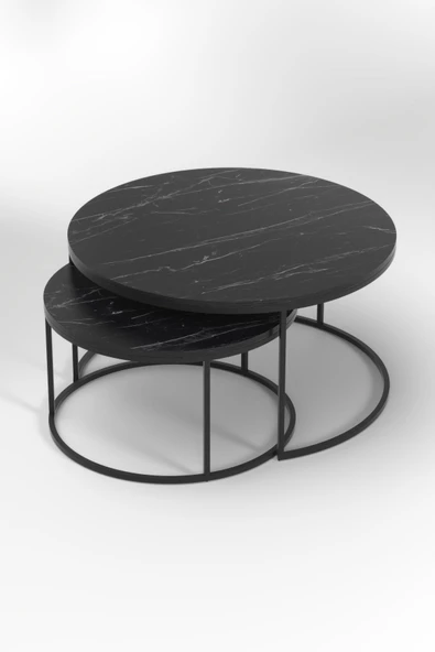 Devin Dekor Mobilya Devin Dekor Orta Sehpa Ikili Lüx Specıal Bendir Siyah - 3