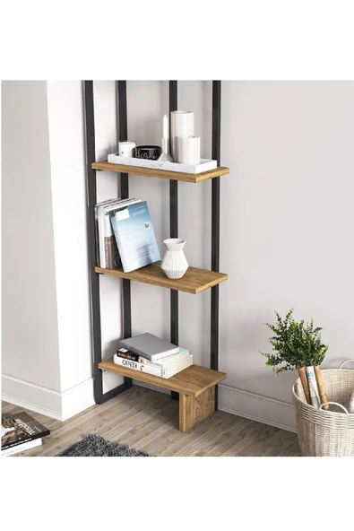 Plus aksesuar Kitaplık Raf Köşe Kitaplık Metal Kitaplık 5 Katlı Raf Kitaplık 185x45x20 - 3