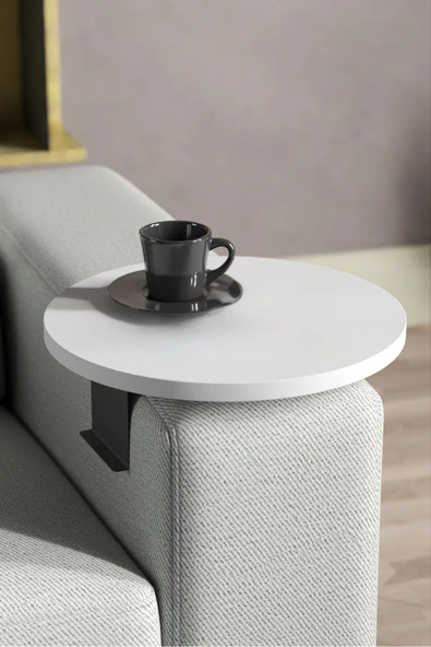 Devin Dekor Mobilya Yan Sehpa Ayarlanabilir Tepsi Dekoratif Modern Tepsi BEYAZ