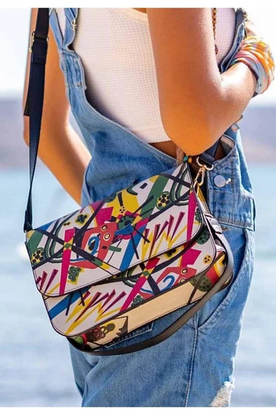 Kadın Vegan Deri Çok Renkli El Çantası - Beauty In Chaos Tasarım