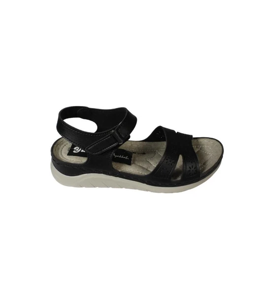 YAZKIŞ Kadın Ten Siyah Çırtlı 4cm Topuklu Anne Sandaleti - 5