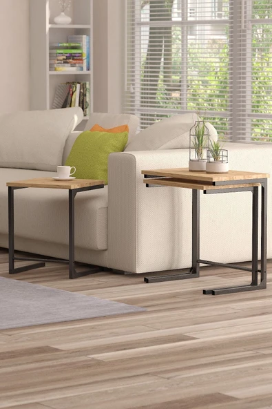 TOLIAHOME 3lü Zigon Sehpa Metal Zigon Sehpa C Sehpa - 2