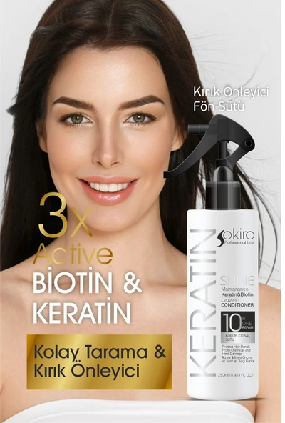 Okiro Besleyici Onarıcı Düzleştirici Keratin ve Biotinli Saç Bakım Sütü 250 Ml. - 3