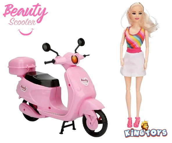 King Toys Beauty Motorcycle Mini Scooter Bebekli - Resim 2