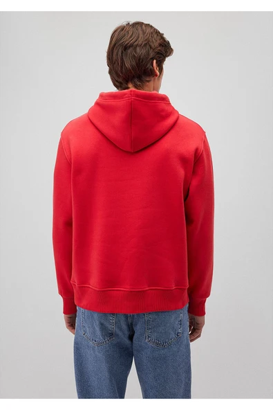 Mavi Logo Nakışlı Kapüşonlu Kırmızı Sweatshirt 065809-82054 - Resim 3