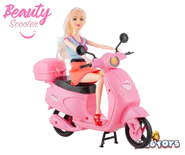 King Toys Beauty Motorcycle Mini Scooter Bebekli - Resim 7