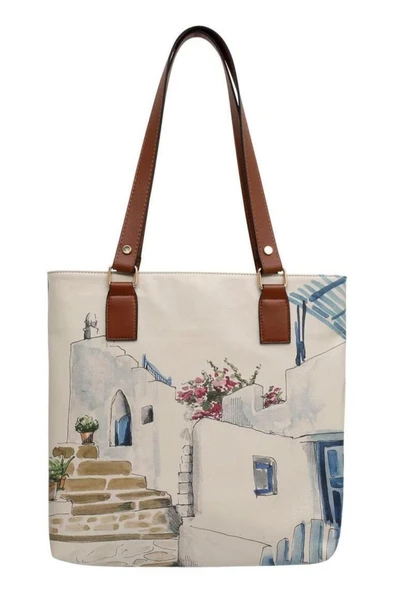 Kadın Vegan Deri Lacivert Omuz Çantası - Paperflower Tasarım - 3