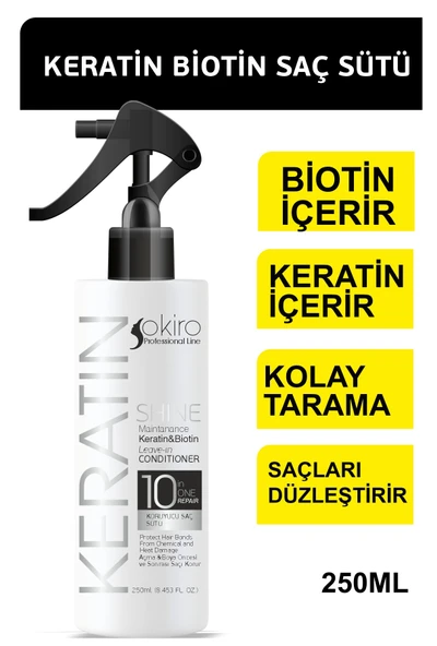 Okiro Besleyici Onarıcı Düzleştirici Keratin ve Biotinli Saç Bakım Sütü 250 Ml.