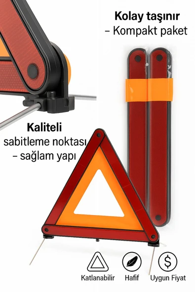 Katlanabilir Üçgen Reflektör 2 Adet - Portatif, Pratik Kullanım, - 2