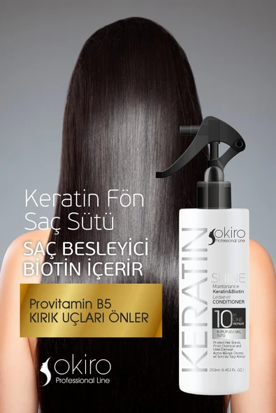 Okiro Besleyici Onarıcı Düzleştirici Keratin ve Biotinli Saç Bakım Sütü 250 Ml. - 4