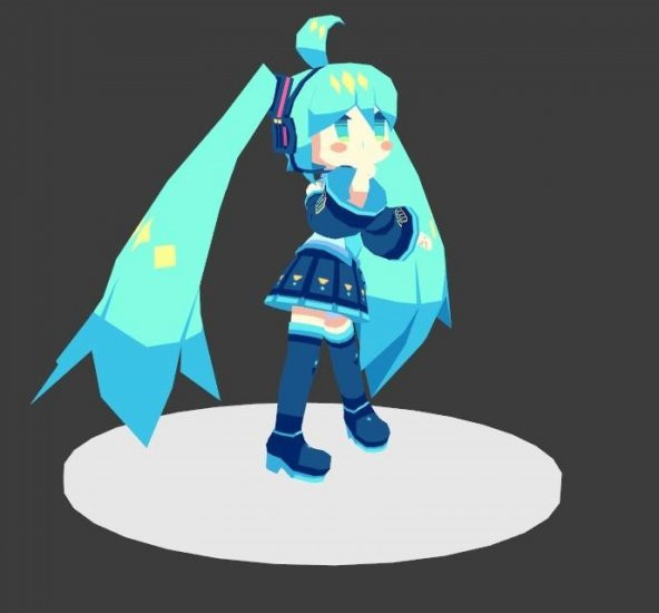 Low Poly Chibi Hatsune Miku - Vocaloid - 3D Bağlanabi̇li̇r Figure 3D Print Modeli̇ Plastik Aparat