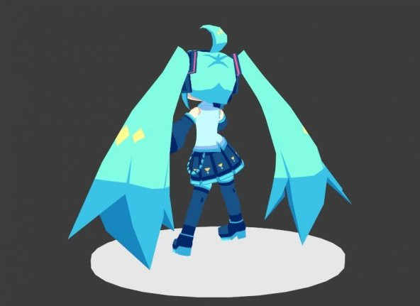 Low Poly Chibi Hatsune Miku - Vocaloid - 3D Bağlanabi̇li̇r Figure 3D Print Modeli̇ Plastik Aparat - 2