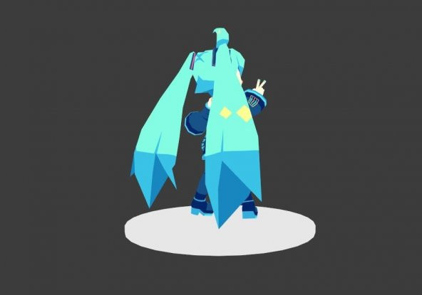 Low Poly Chibi Hatsune Miku - Vocaloid - 3D Bağlanabi̇li̇r Figure 3D Print Modeli̇ Plastik Aparat - 3