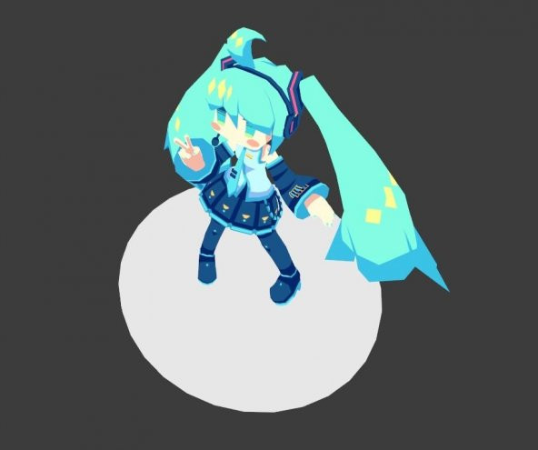 Low Poly Chibi Hatsune Miku - Vocaloid - 3D Bağlanabi̇li̇r Figure 3D Print Modeli̇ Plastik Aparat - 5