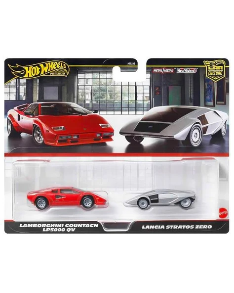 Hot Wheels Premium Lamborghini Countach LP5000 QV ve Lancia Stratos Zero 2li Set JBL02 - 1
