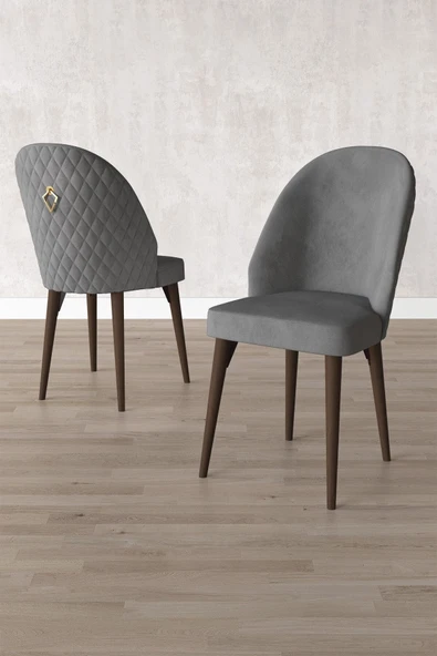 Milas Barok Desen 80x132 Açılabilir Mdf Masa Yemek Odası Takımı, Mutfak Takımı 6 Adet Sandalye Gri - 3